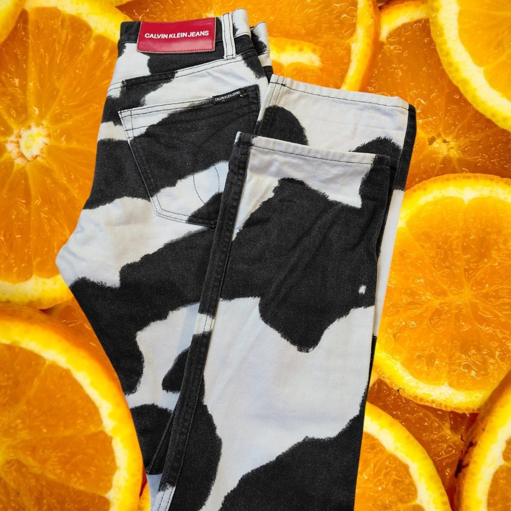 Calvin Klein Jeans Cow Print Straight Leg‎ Denim Pants Mens Size 29x32